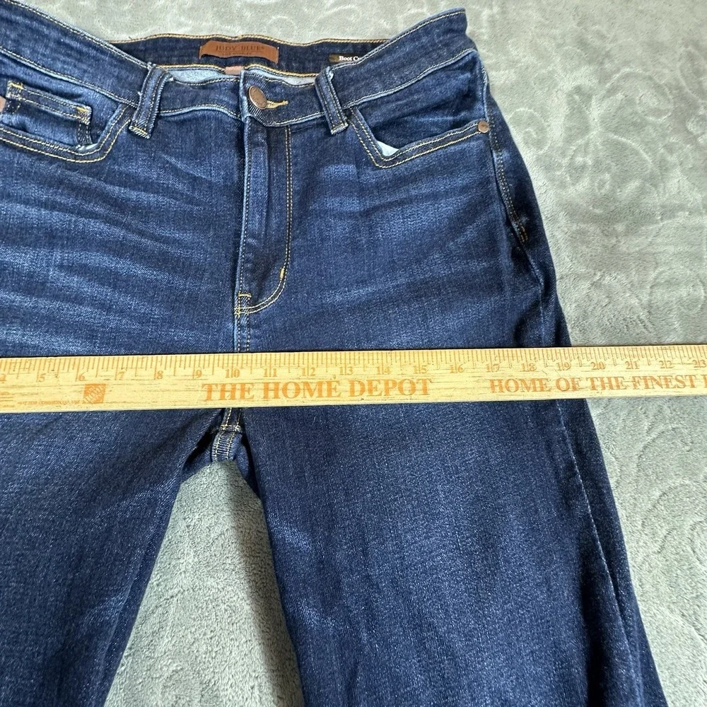 Judy Blue Jeans Womens 15 32 Bootcut Mid Rise Dark Wash Whiskered Stretch Denim